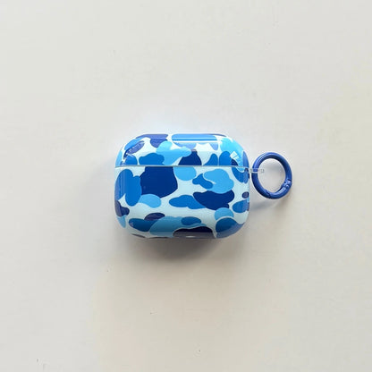 Personality Stylish Color Collision Camouflage Pattern With Hook Earphone Case Cover for AirPods 1 or 2 3 4 5 Pro 2 Pro 3