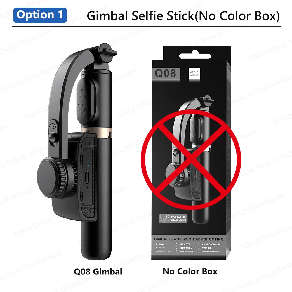 Q08 Handheld Gimbal Stabilizer Portable Selfie Stick with Bluetooth Remote for Samsung Xiaomi Smartphone iPhone Shooting Vlog