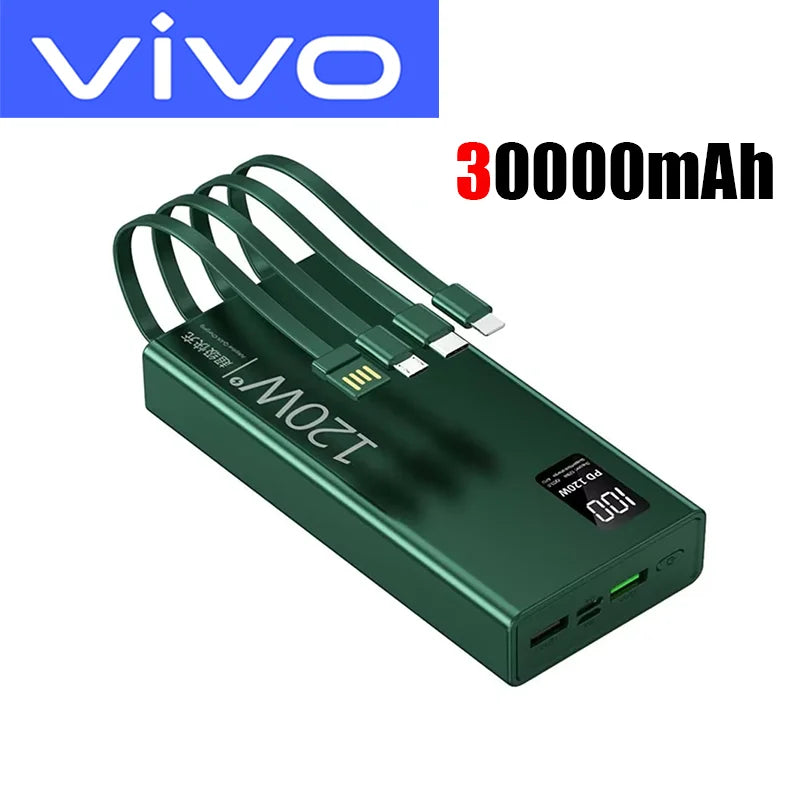 VIVO 4 in 1 Power Bank 120W 500000mAh High Capacity With Cables Super Fast Charging Portable Charger For iPhone Samsung 2026