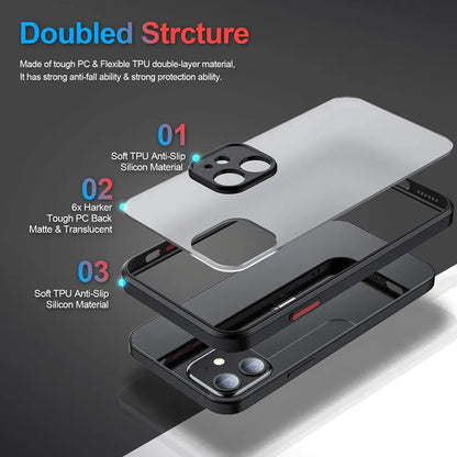 Luxury Matte Clear Square TPU Funda Case On For iPhone 17 16 15 14 13 12 11 Pro Max Plus Mini Plus Pls Funda IPHON Hard PC Cover