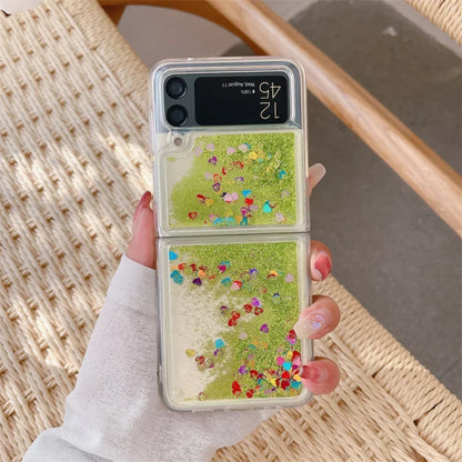 for Samsung Z Flip 8 Quicksand Love Heart Case For Samsung Galaxy Z Flip 7 6 5 4 3 Z flip 8 Glitter Fluorescence Luminous Cover