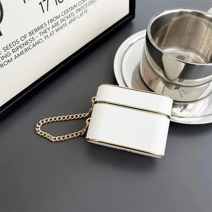 Bucket Bag Earphone Case for Apple Airpods 1/2/3Pro2 High Quality Electroplated Leather Soft Case with Pendant Chain Fashionable