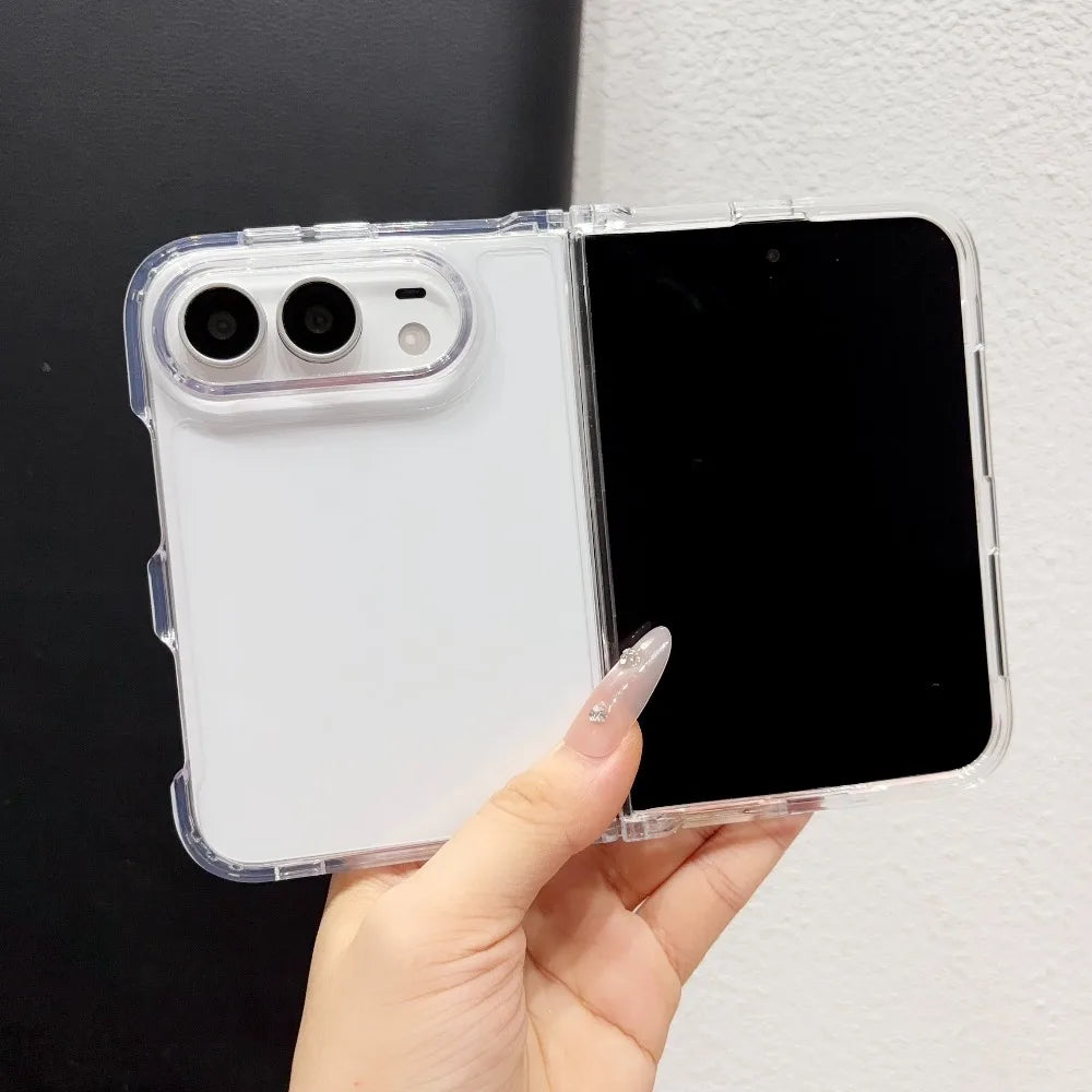 Luxury Transparent Phone Case For iPhone Duo Fold 18 Pro Max 17 16 15 14 Plus 13 12 Pro Max Shockproof Clear Protective Cover