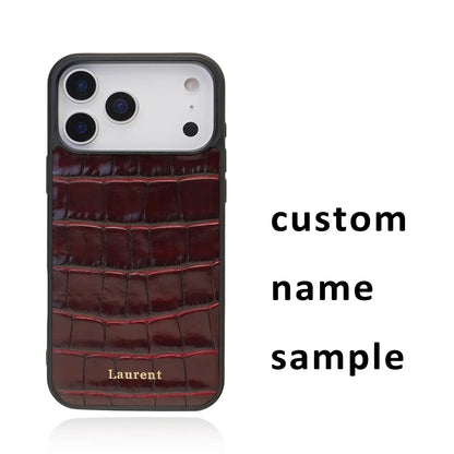 Custom Name Personalized Crocodile Pattern Italian Leather Luxury Phone Cover for Iphone 16 14 15 17 18 Pro Max Case Gift Friend