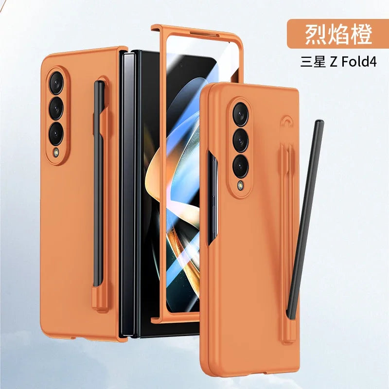 With Pen Slot Skin Feel Phone Case for Samsung Z Fold 8 Ultra 7 6 5 4 3 Hard PC Shockproof Protection Cover for Galaxy Fold8Wide