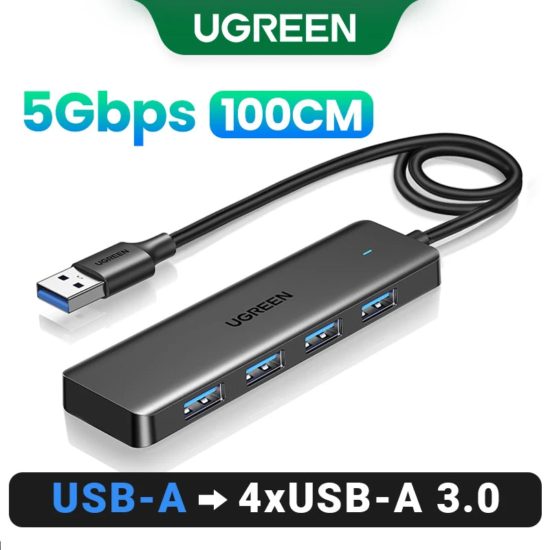 UGREEN USB 3.0 HUB 4 Ports USB-C HUB Slim for Mouse Keyboard Compatible with MacBook Pro Air Laptop Desktop PC Xbox PS5 Splitter