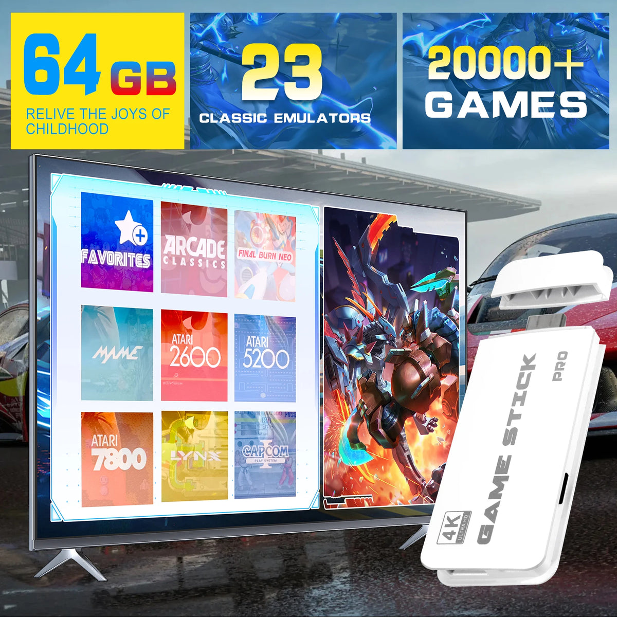 M15 4K TV Retro Handheld Game Console Stick 2.4G Dual Wireless Controller 20000+ Classical Games 23 Classic Emulaters