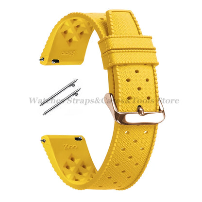 Tropical Silicone Watch Band Quick Release Strap 18mm 20mm 22mm for Oris for Seiko for Citizen Rubber Tropic Smart Watch Straps