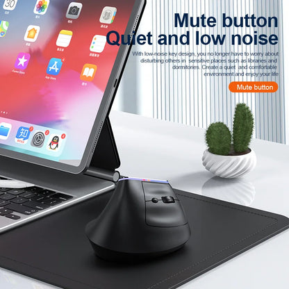 Portable Vertical Wireless Mouse Rechargeable 2.4G Bluetooth DPI Adjustable Low-noise Buttons Ergonomic Mouse for Desktop Laptop