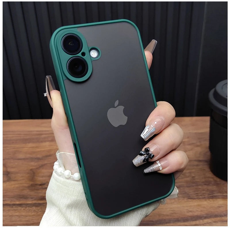 Luxury Transparent Matte Phone Case For iPhone 11 12 13 14 15 16 17 Pro Max Air X Xs Max XR 7 8 Plus Bumper Back Cases Cover
