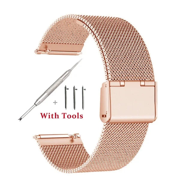 18mm 20mm 22mm 24mm Width Quick Release Full Stainless Steel Watchband Wristwatch Universal Flat Head Watch Strap Accessories