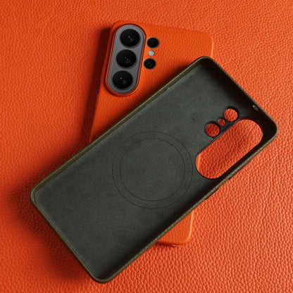 Genuine Leather Cases Magnetic Wireless Charging Lychee Pattern for Samsung Galaxy S26 Ultra S25 S24 S23 S22 S21 S20 Back Cover
