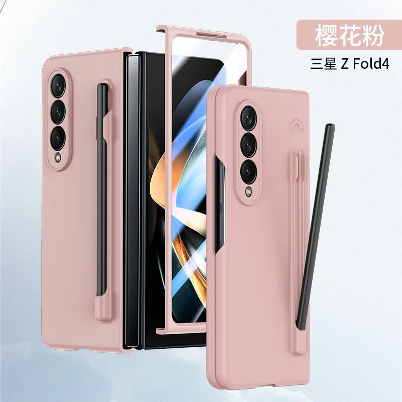 With Pen Slot Skin Feel Phone Case for Samsung Z Fold 8 Ultra 7 6 5 4 3 Hard PC Shockproof Protection Cover for Galaxy Fold8Wide
