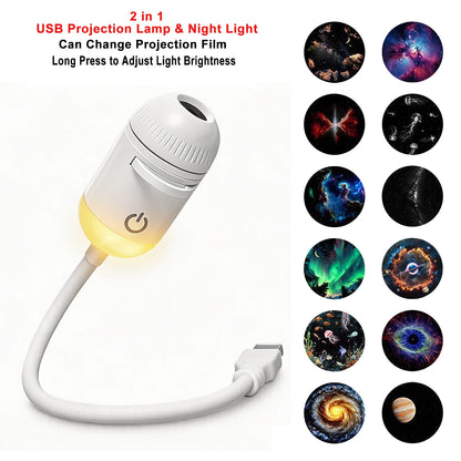 USB Galaxy Projector Light Car Roof Ambient Light Adjustable Focus Car Atmosphere Projection Lamp Romantic Room Star Night Light