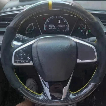 Car Steering Wheel Cover Non-slip Carbon Fiber Suede Braid For Honda Civic 10 2016-2021 CR-V CRV 2017-2021 Clarity 2018-2021