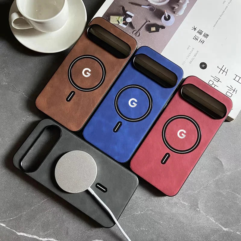 Luxury Business Leather Phone Case For Google Pixel 11 10 9 8 7 Pro XL 8A 7A For Magsafe Magnetic Wireless Charger Protect Cover