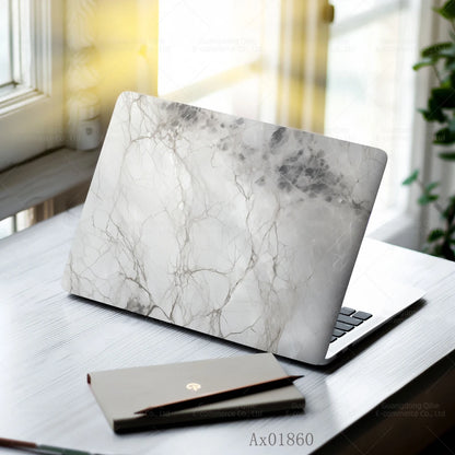 2 Pcs Light Grey Marble Laptop Skin Full Cover Decal for MacBook Laptops Waterproof PC Keyboard Skin Ornamental Decor