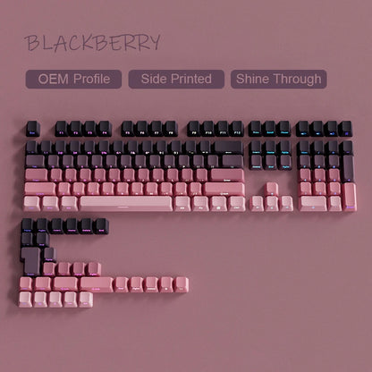 Gradient Gray Double Shot RGB Backlit Keycaps OEM Profile 135+ Keys Side Printed PBT Keycaps for Cherry MX Switches Keyboards