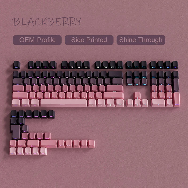 Gradient Gray Double Shot RGB Backlit Keycaps OEM Profile 135+ Keys Side Printed PBT Keycaps for Cherry MX Switches Keyboards