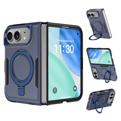 Haoma Karon Color Invisible Magnetic Bracket Phone Case For IPhone Duo PC+TPU Sturdy Anti Drop Back Cover Protective Case