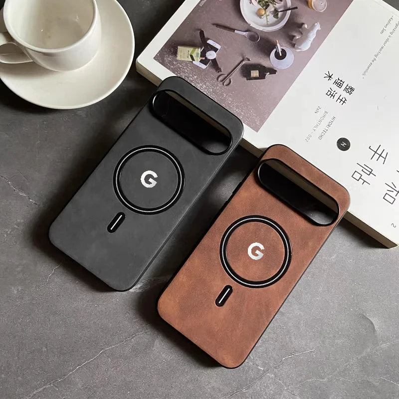 Luxury Business Leather Phone Case For Google Pixel 11 10 9 8 7 Pro XL 8A 7A For Magsafe Magnetic Wireless Charger Protect Cover