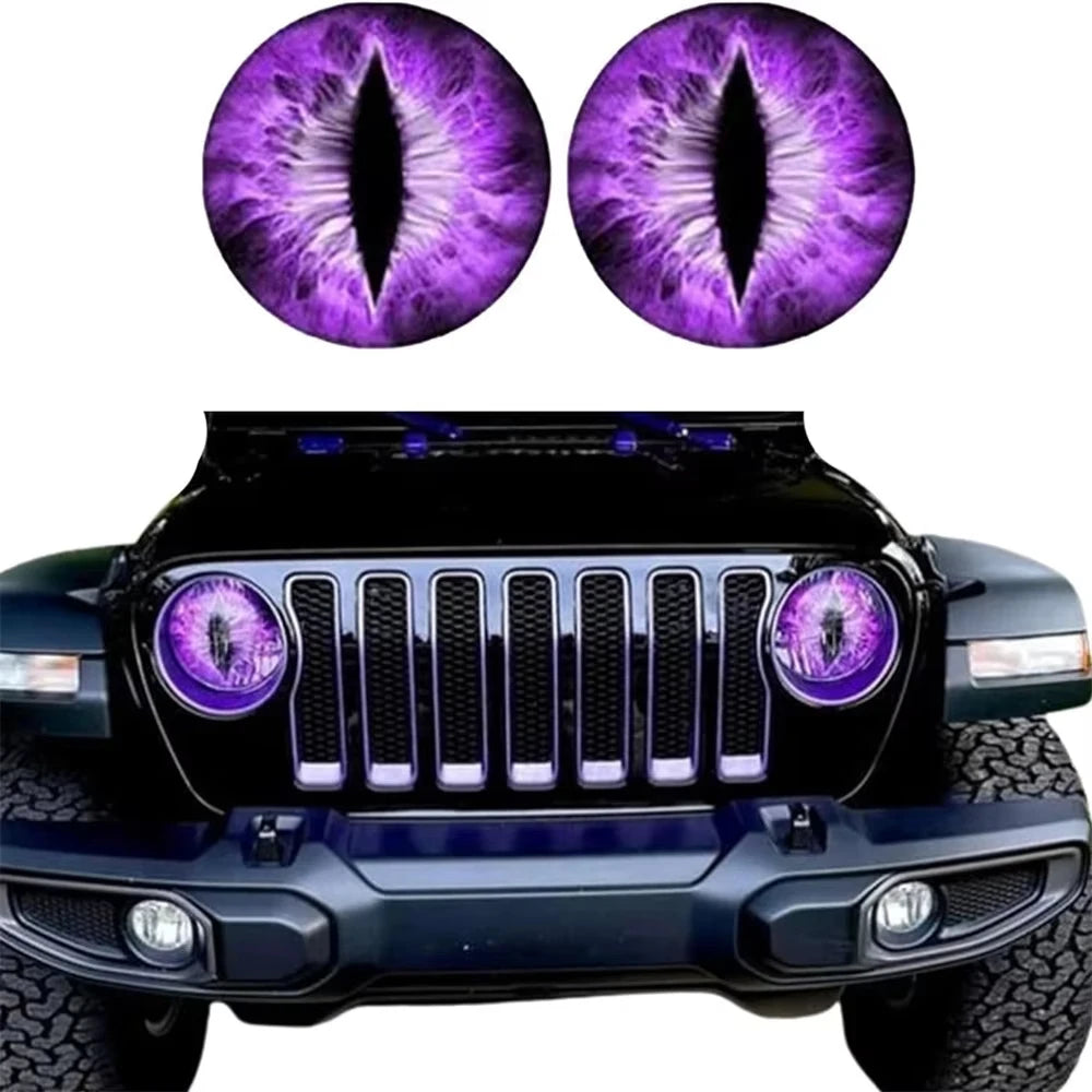 2PCS Beast Eyes Headlight Decals For Wrangler Animal Eye Jeep Car Light Stickers Car Body Styling Decoration Accessories 20*20CM