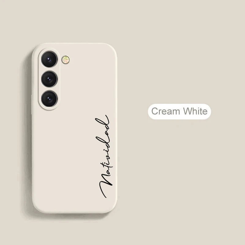 Customized Personalized Name Initials Soft Liquid Silicon DIY Case For Samsung S24 S23 S22 S21 S20FE Ultra Plus Cover For S23FE