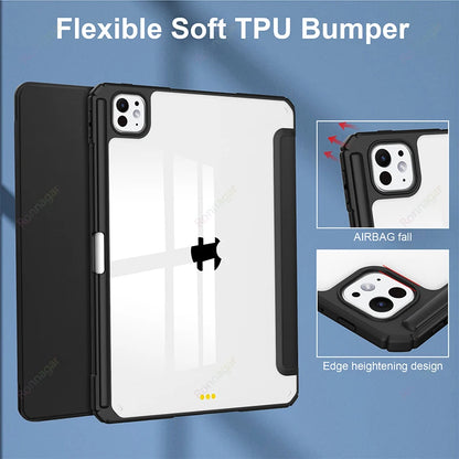 Smart Case for iPad A16 A19 12th 11th Gen 2026 2025 2024 Air11 13 M4 M3 Air 8 7 6 Air 5 4 Pro11 13 M4 M5 M2 10th 9 8 7 10.2 10.5