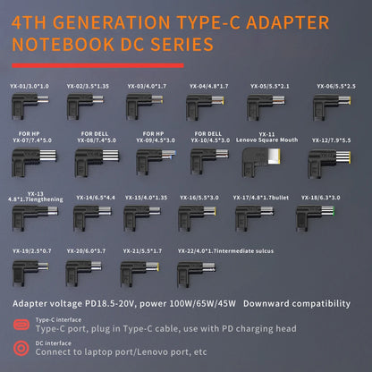 Laptop Power Adapter Connector Dc Plug USB Type C Female to Universal Male Jack Converter for Hp Dell Asus Acer Lenovo Notebook