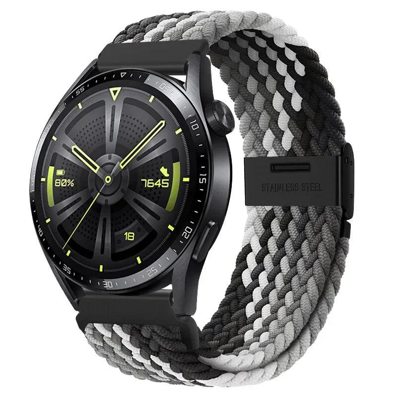 20 22mm Strap for Samsung Galaxy Watch 7 6 5 4 Band 40/44mm 5Pro Active 2 Gear S3 Braided Elastic Bracelet for Huawei GT2/3 4Pro