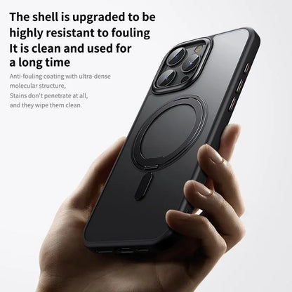 Transparent Phone Case for iPhone 17 Pro Max 16 Plus 15 14 With Magnetic MagSafe Rotating Bracket Shock Proof Protective Cover