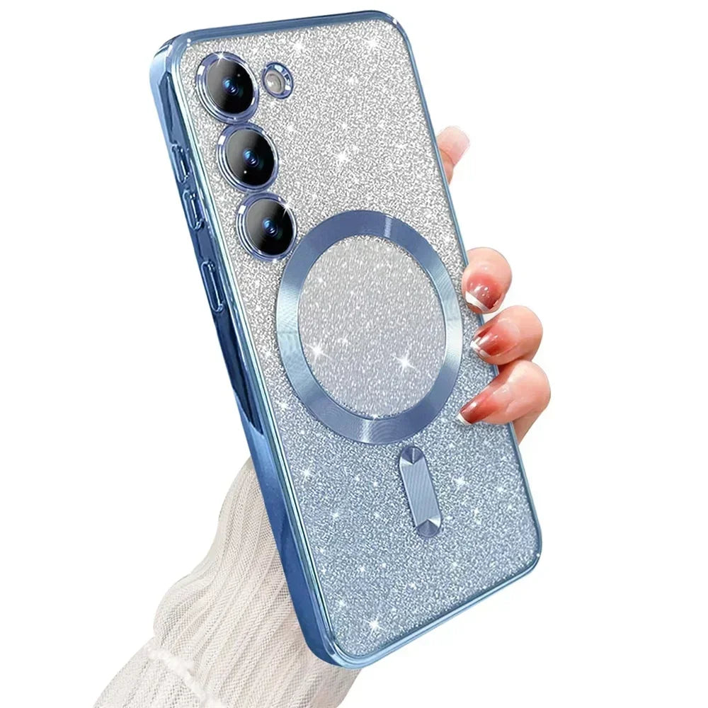 Glitter Bright Case For Samsung Galaxy A56 A36 A16 A06 A17 A26 S24 FE S22 S21 S20 S23 Plus S26 S25 Ultra Magnetic Wireless Cover