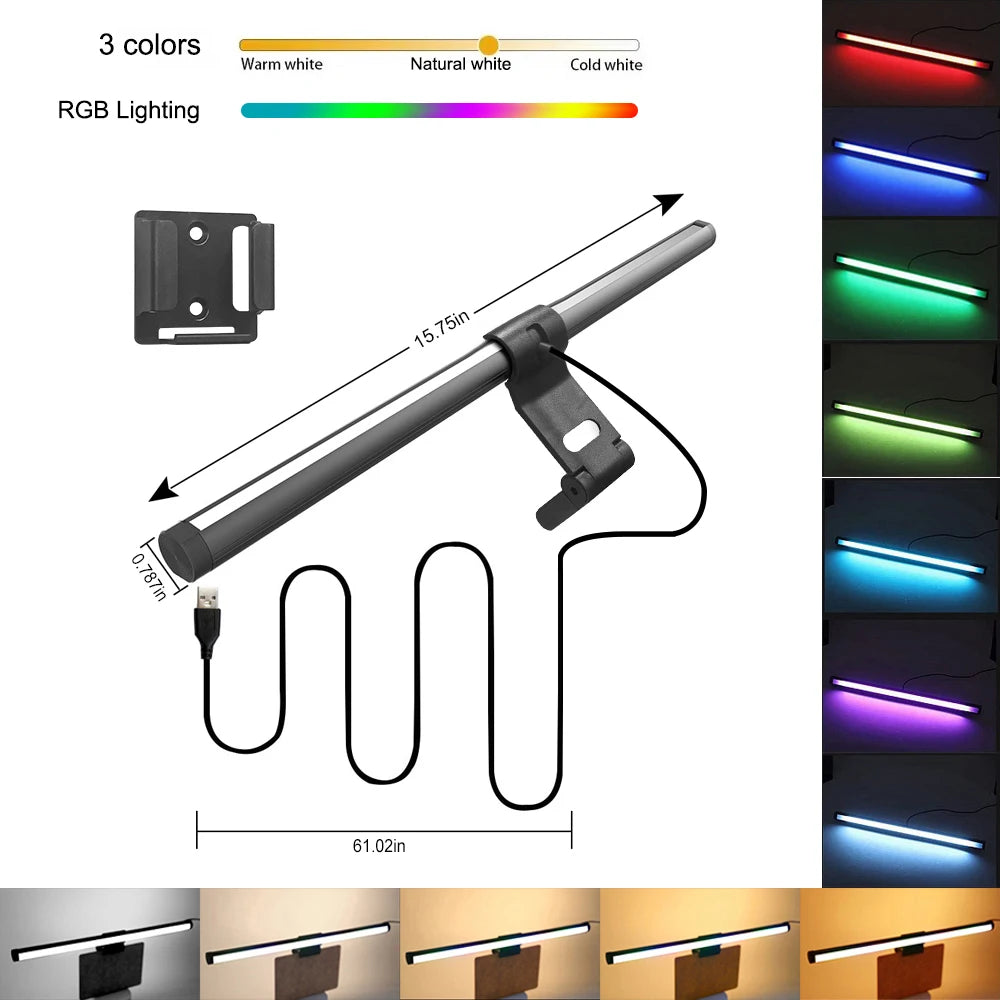 Screen Hanging Lighting RGB CCT Computer Gaming Lights Bar Monitor Led Monitor Light Bar for USB Dimmable Desk Lamp Atmosphere