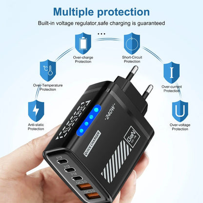 New 240W GaN Phone Fast Charger 5 Ports 3USB 2PD Fast Charging QC 3.0 Wall Charger Adapter For iPhone Samsung Xiaomi US EU