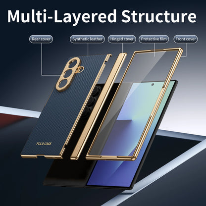 Premium Artificial PU Leather Mobile Phone Case for Samsung Galaxy Z Fold 8 7 6 5 4 with Full Cover Protection,Screen Glass Film