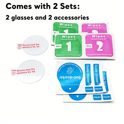 2Pcs 24mm to 43mm Watch Tempered Glass Screen Protector Smart Watch Protective Screen Film Guard Anti Scratch Crystal