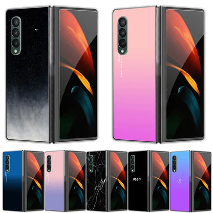 Case For Galaxy Z Fold 7 6 5 3 4 2 Transparent Hard Folding Luxury Painted For Samsung Z Fold 7 Fold Special Fold2 Clear Cover