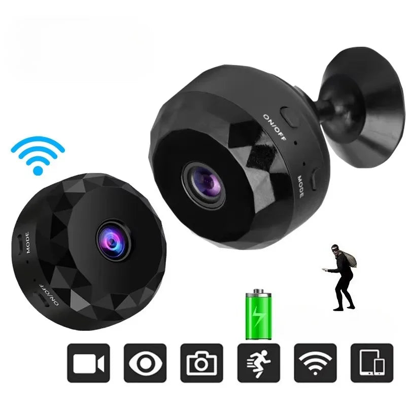 Mini 2.4G WiFi 170 Wide-angle CMOS Night Vision Motion Detection Weatherproof Family Security Camera with Memory Card Storage