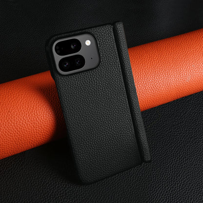 For Google Pixel 9 Pro Fold Case Genuine Leather Cover Pixel 10 Pro Fold Capa Protective Etui Back Coque Carcasa Without Front