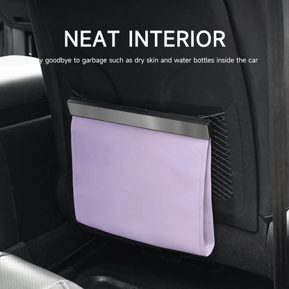 New Car Trash Bag Superior PU Leather with LED Light and Magnet Closure Design Waterproof Vehicle Rubbish Container Garbage Can