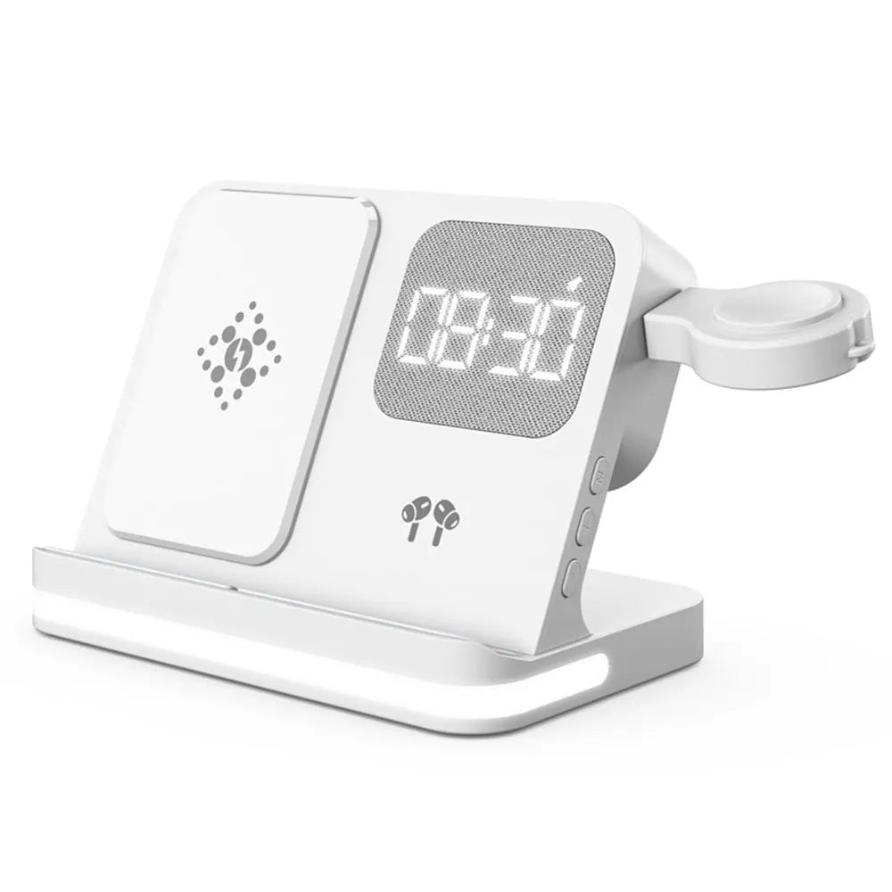 4 in 1 Wireless Charger Alarm Clock Stand For Samsung S26 S25 Galaxy Watch 8 7 6 5 Active 2 Buds4 Pro 3/2 Fast Charging Station