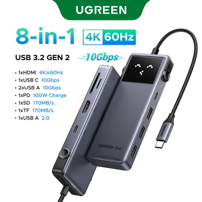 UGREEN Uno 7-in-1 USB HUB Type-C to 4K60Hz HDMI USB3.0 5Gbps RJ45 1000Mbps for MacBook Laptop Accessories Docking Station