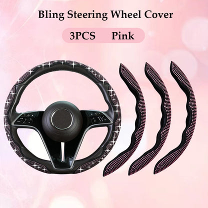 Fashion with Diamond Car Universal 38cm Steering Wheel Cover Colorful Bronzing Diamond BlingBling Steering Wheel Accessories