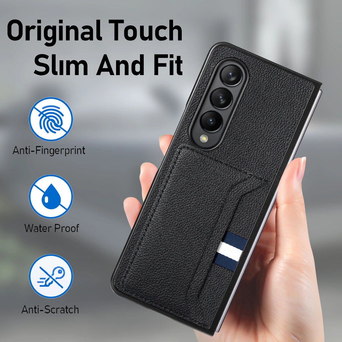 Leather Card Slot Folding Case for Samsung Galaxy Z Fold 8 ultra 7 6 5 4 fold8 fold7 fold6 fold5 Fold3 Fold4 Fold 3 2 Fold2 Capa