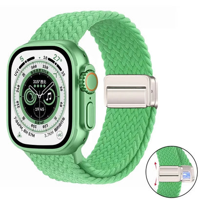 Nylon Braided Loop Band For Apple Watch Ultra 3 2 49mm 11 10 46mm 42mm 9 8 7 45/41mm Magnetic Strap iWatch 6 5 SE 44/40mm Correa