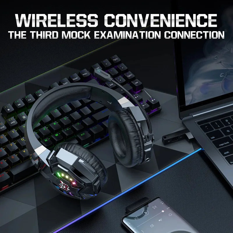 ONIKUMA B15 Gaming Headset Wireless 2.4GHz RGB Headphone With HD Microphone Stereo Sound Long Battery Life For PC Laptop Console
