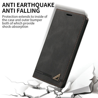 Wallet Anti-theft Brush With Card Slot Magnetic Flip Leather For Samsung Galaxy S24 Ultra S23 FE S22 Plus S21 S20 FE S10 S9 S8