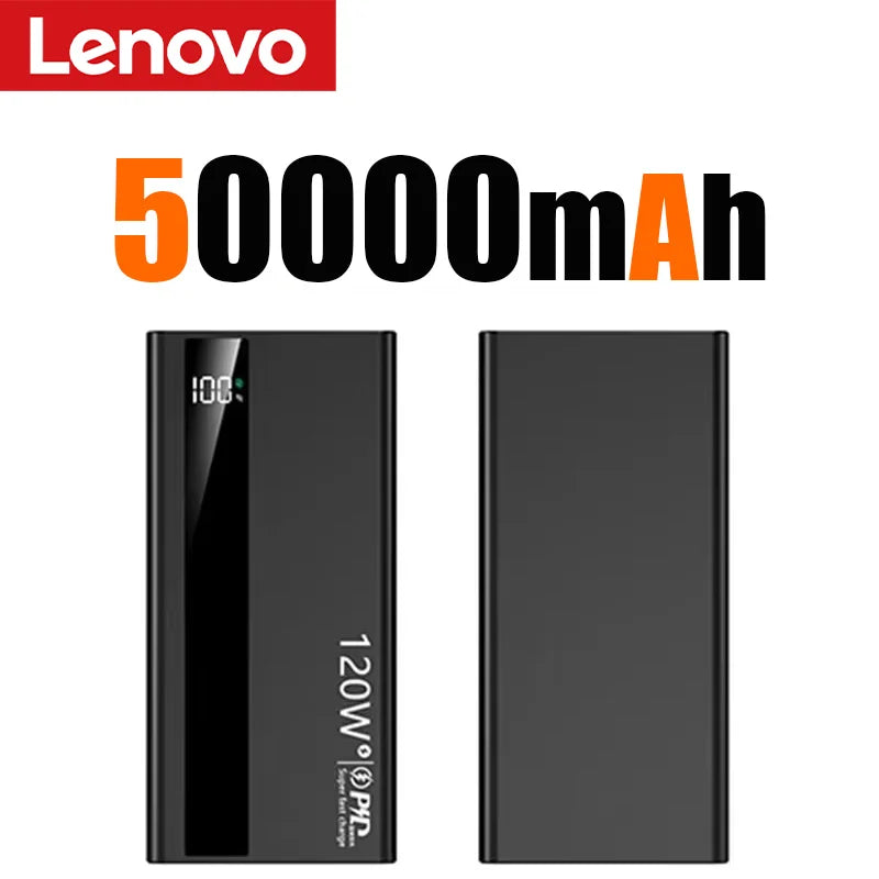 Lenovo 500000mAh High Capacity PowerBank 120W Super Fast Charging Portable External Battery Powerbank for iphone Samsung Huawei