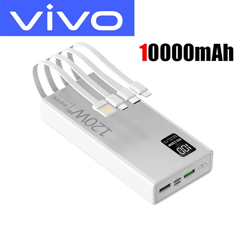 VIVO 4 in 1 Power Bank 120W 500000mAh High Capacity With Cables Super Fast Charging Portable Charger For iPhone Samsung 2026