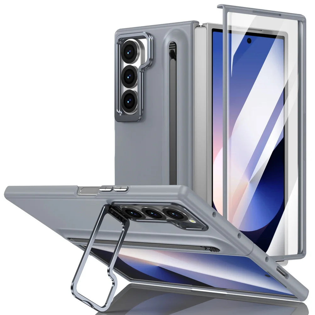 Lens Holder Stand Tempered Glass Film Phone Case for Samsung Galaxy Z Fold 8 Ultra 7 6 5 4 3 Hinge Protection Shockproof Cover